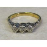 18ct gold heart shaped ring with diamond accents size L/M weight 3.6 g