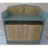 Miniature vintage Peter Rabbit's book shelf H 29 cm containing 23 Beatrix Potter books published