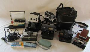 Various old cameras and video/cine cameras inc Polaroid SX-70 land camera, Polaroid sonar auto focus