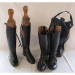 2 pairs of riding boots size 6 inc Regent & a pair of wooden boot trees