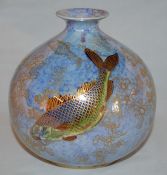 Wilton Ware vase with gilded fish decoration Ht 13cm