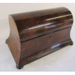 19th century burr walnut dome top tea caddy with glass bowl L 33 cm H 19.5 cm