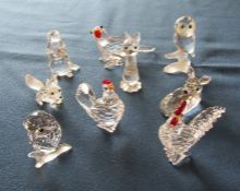 Selection of Swarovski crystal figures inc 1003319 owl, 608721 hen, 294047 parrot, 289305 marmot