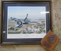 Framed limited edition print 'Vulcan Farewell' signed in pencil by the artist, pilots (David