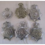 6 UK Police helmet badges inc Sheffield, South Shields, St Helens and Cheshire