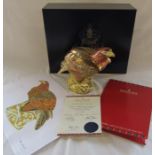 Boxed large Royal Crown Derby limited edition paperweight - Golden eagle no 174/300, gold stopper,