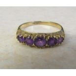 9ct gold 5 stone graduated amethyst ring size R weight 2.2 g