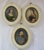 3 reproduction framed miniatures of Konig Ludwig II, Anna Hillmayer and Elizabeth VI Osterreich H 13