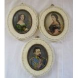 3 reproduction framed miniatures of Konig Ludwig II, Anna Hillmayer and Elizabeth VI Osterreich H 13