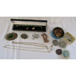 Assorted costume jewellery and coins