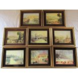 8 Coalport framed porcelain plaques 'Views of England and Wales' inc Worcester cathedral,