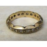 9ct gold full eternity ring with cubic zirconia stones size L weight 3 g