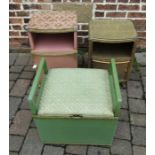 2 Lloyd Loom style bedside cabinets and a commode stool