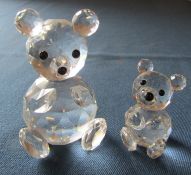 2 Swarovski teddy bears H 7 cm (with box) and H 4.5 cm (no box)