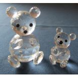 2 Swarovski teddy bears H 7 cm (with box) and H 4.5 cm (no box)
