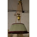 Period style rise & fall light fitting with silk shade