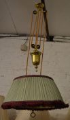 Period style rise & fall light fitting with silk shade