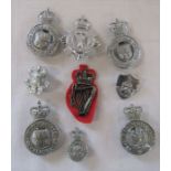 Selection of British Police cap and collar badges inc Durham, Sheffield, Birmingham, Durham