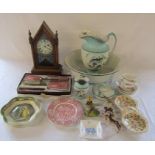 Various ceramics inc toilet set, Wedgwood and Adams, mantel clock and dressing table set etc