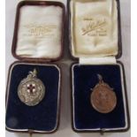 2 cased Lincolnshire County Miniature Rifle Association fob medals - silver - Dafferin, London &