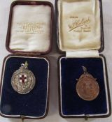 2 cased Lincolnshire County Miniature Rifle Association fob medals - silver - Dafferin, London &