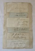 Vintage political autographs (Conservative Party) pasted onto old newspaper inc Prime Minister