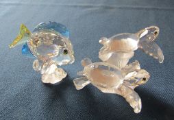 Swarovski sea turtles 826480 and blue tang fish 886180 both complete with boxes etc