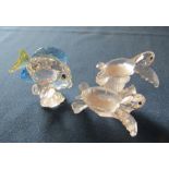 Swarovski sea turtles 826480 and blue tang fish 886180 both complete with boxes etc