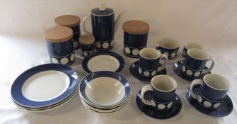 Selection of T G Green & Co Jersey blue part coffee set / kitchen ware