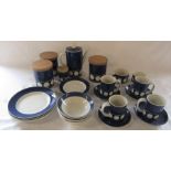 Selection of T G Green & Co Jersey blue part coffee set / kitchen ware