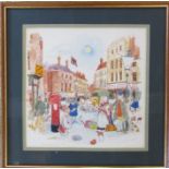 Colin Carr - framed watercolour of The Market Place, Louth 36 cm x 36 cm (size including frame)