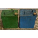 Two petrol cans with brass tops