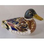 Royal Crown Derby paperweight - duck, gold stopper L 14 cm (no box)