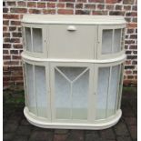 Retro painted pine bow fronted display cupboard L 110 cm H 115 cm D 31 cm