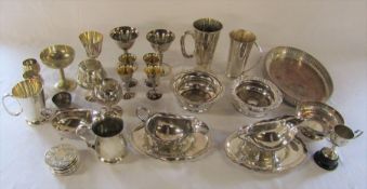 Quantity of silver plate inc goblets, wine coasters, dishes etc