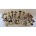 Quantity of silver plate inc goblets, wine coasters, dishes etc