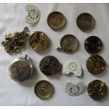 Selection of pocket watch parts inc silver case etc