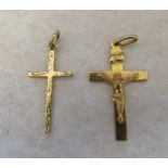 9ct gold crucifix and 9ct gold cross total weight 1.6 g