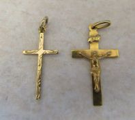 9ct gold crucifix and 9ct gold cross total weight 1.6 g