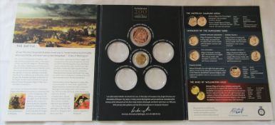 The Battle of Waterloo 1815-2015 coin collection with only 2 coins inc 14ct gold 1st Duke of