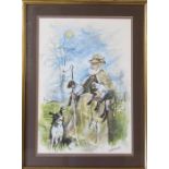 Colin Carr - framed watercolour 'A Lincolnshire Shepherd' signed and dated 1986 (with title and date