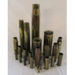 Quantity of WWI and WWII & later shell cases, some trench art