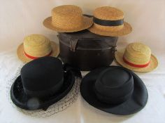 Hat box containing straw boaters and ladies hats