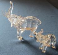 Swarovski mother elephant 678945 L 11.5 cm and baby elephant 191371 both complete with boxes etc