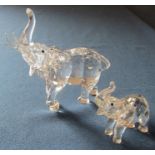 Swarovski mother elephant 678945 L 11.5 cm and baby elephant 191371 both complete with boxes etc