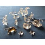 Various Swarovski crystal figures inc 10th anniversary squirrel, 678507 baby dolphin, 220960 baby