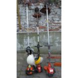 3 petrol strimmers, face guard & hard hat