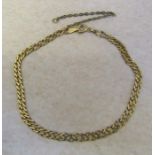 9ct gold bracelet L 8" weight 3.7 g (safety chain needs reattaching and is gold plated - weight