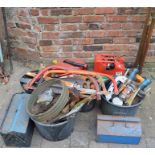 Quantity of tools including sledge hammers