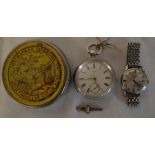 Silver case Waltham pocket watch Birmingham 1907 & a Perona gents wrist watch